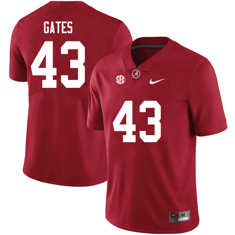 Alabama Crimson Tide Men's A.J. Gates #43 Crimson NCAA Nike Authentic Stitched 2020 College Football Jersey AS16H88TV